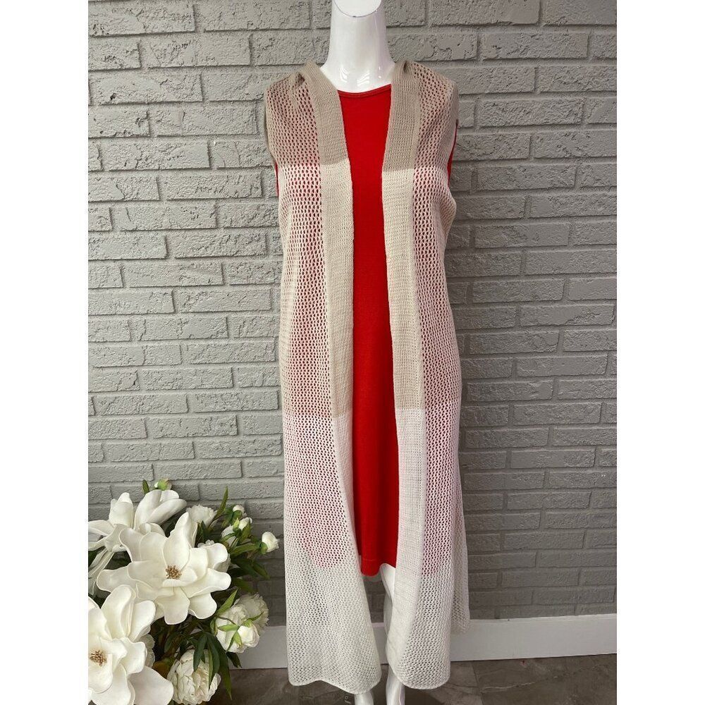 Sonoma Women Color Block Crochet Hoodie Vest / Cover- Up One Size